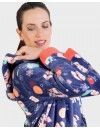 Bata Corta de Mujer Massana Tejido Polar Estampado Animal (Azul)