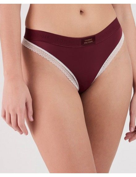 Tanga Tommy Hilfiger con Encaje y Logo (Granate)