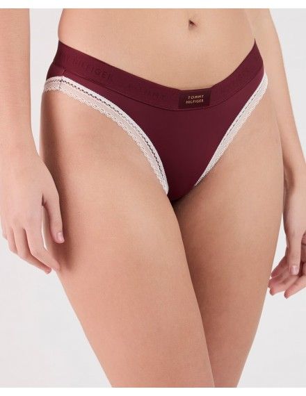 Braga Bikini Tommy Hilfiger con Encaje y Logo (Granate)