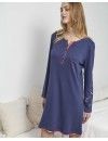 Camisón de Mujer Massana Manga Larga Algodón (Índigo)