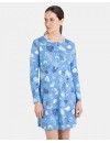 Camisón de Mujer Massana Manga Larga Estampado Hojas (Azul)