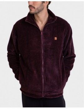Bata Corta de Hombre Massana Tejido Polar Liso (Granate)