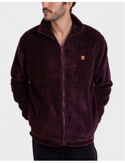 Bata Corta de Hombre Massana Tejido Polar Liso (Granate)