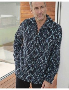 Camisola Curta Masculina Massana Tecido Polar com Estampa Geométrica (Verde)