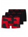 Bóxer Hugo -3 Pack- Design Cotton Stretch (Negro, Rojo Fantasía y Negro)