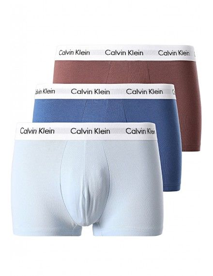 Bóxer Calvin Klein -3 Pack- Cotton Stretch (Marrón, Azul y Celeste)