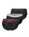 Slip Calvin Klein -3 Pack- Cotton Stretch (Negro Cinturilla Beige, Granate y Negro)