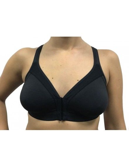 Sujetador Deportivo Naturana Preformado con Apertura Delantera (Negro y Blanco)