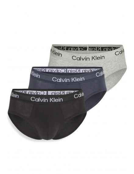 Slip Calvin Klein -3 Pack- Stencil Logo Cotton Stretch (Negro, Gris y Marino)