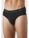Slip Calvin Klein -3 Pack- Cotton Stretch (Negro Logo Azul, Verde y Gris)