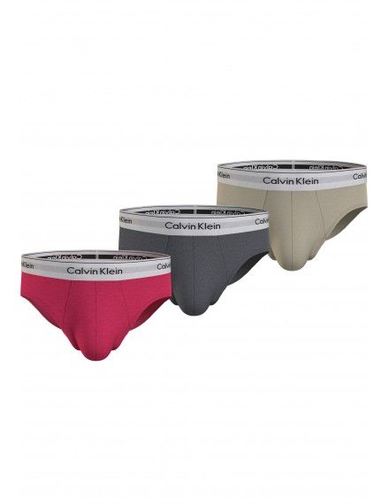 Slip Calvin Klein -3 Pack- Modern Cotton Stretch (Arena, Magenta y Gris)