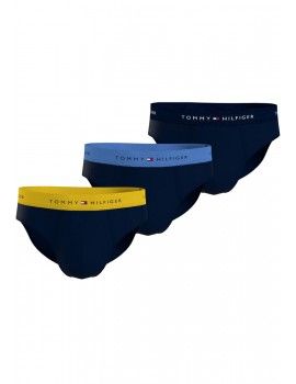 Slip Tommy Hilfiger -3 Pack- Signature Cotton Essentials (Marino Cinturilla Azul, Amarillo y Marino)