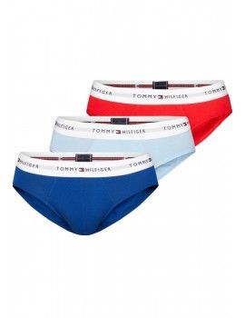 Slip Tommy Hilfiger -3 Pack- Signature Cotton Essentials (Celeste, Rojo y Marino)