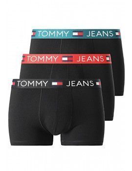 Bóxer Tommy Jeans -3 Pack- Original 1985 (Negro Cinturilla Roja, Negra y Verde)