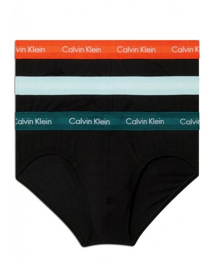 Slip Calvin Klein -3 Pack- Cotton Stretch Wicking (Negro Cinturilla Multicolor)