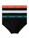 Slip Calvin Klein -3 Pack- Cotton Stretch Wicking (Negro Cinturilla Multicolor)