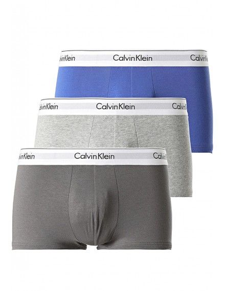 Bóxer Calvin Klein -3 Pack- Modern Cotton Stretch (Gris, Marengo y Azul)