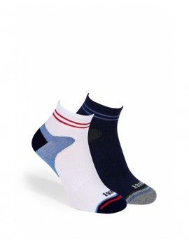 Calcetín Deporte Soxland -2 Pack- Algodón Tobillero (Blanco-Gris)