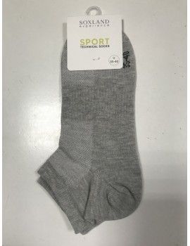 Calcetín Deporte Soxland -2 Pack- Algodón Tobillero (Blanco-Gris)