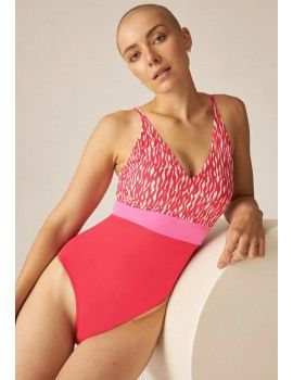 Bañador Naturana de Control Estampado (Negro, Naranja y Avellana)