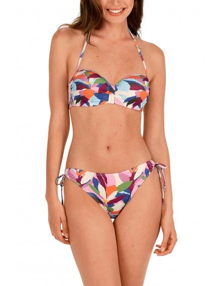 Biquíni Tamouré Bandeau com Estampa Floral (Branco)