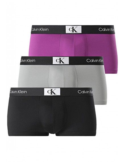 Boxer Calvin Klein -3 Pack- Microfibra CK96 (Preto, Fúcsia e Verde Fantasia)