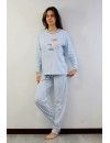Pijama de Mujer Sónia Tejido Punto Afelpado Estampado Noche (Azul)