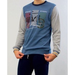 Pijama de Homem Sónia Tecido Felpa Estampado (Cinza)