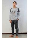 Pijama de Hombre Sónia Tejido Punto Afelpado Estampado Bici (Gris)