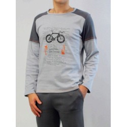 Pijama de Homem Sónia Tecido Felpa Estampado (Cinza)