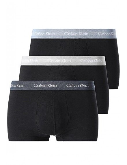 Boxer Calvin Klein -3 Pack- Algodão Stretch (Preto Cintura Cinza, Azul Celeste e Marinho)