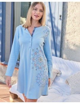 Camisola de Mulher Massana Manga Longa Algodão (Índigo)