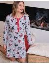 Camisón de Mujer Massana Manga Larga Estampado Corazones (Gris)
