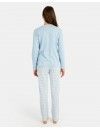 Pijama de Mujer Massana Abierto Tejido Jacquard Vichy e Interlock (Celeste)