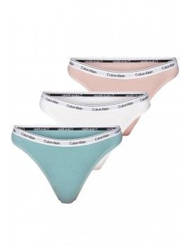 Biquíni Braga Calvin Klein -3 Pack- Carousel (Azul, Verde e Branco às Riscas)