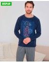 Pijama de Hombre Massana Punto Tundosado Estampado Círculos (Marino)