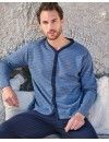 Pijama de Hombre Massana Abierto Tejido de Punto Doble Cara (Azul)