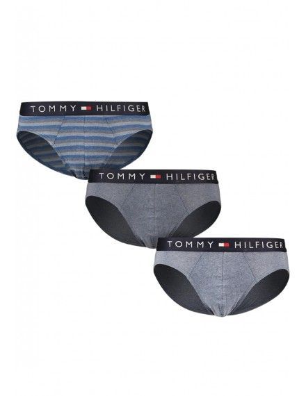 Slip Tommy Jeans -3 Pack- Original 1985 (Preto, Cinza e Azul Claro)