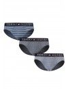 Slip Tommy Jeans -3 Pack- Original 1985 (Preto, Cinza e Azul Claro)