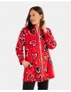 Bata Corta Massana Tejido Polar Estampado Corazones (Rojo)