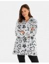 Bata Corta de Mujer Massana Tejido Polar con Relieve Estampado (Gris)