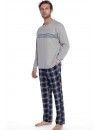 Pijama de Hombre Guasch Tejido Mixto Punto y Viella Estampado y Cuadros (Gris)