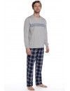 Pijama de Hombre Guasch Tejido Mixto Punto y Viella Estampado y Cuadros (Gris)