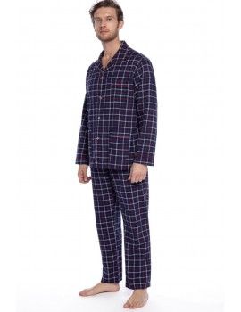 Pijama de Mulher Guasch Aberto de Viyela em Xadrez (Marinho)