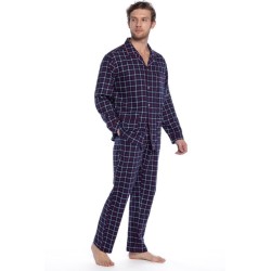 Pijama de Mulher Guasch Aberto de Viyela em Xadrez (Marinho)