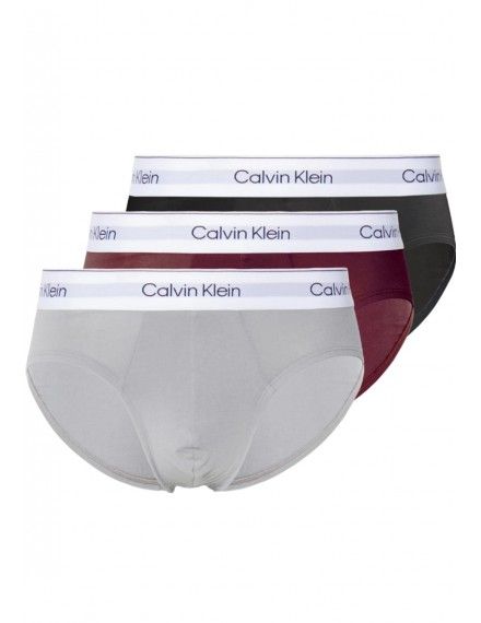 Slip Calvin Klein -3 Pack- Modern Cotton Stretch (Gris, Negro y Granate)