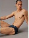 Slip Calvin Klein -3 Pack- Algodão Stretch (Branco Cintura Verde, Cinza e Turquesa)