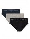 Slip Calvin Klein -3 Pack- Algodão Stretch (Branco Cintura Verde, Cinza e Turquesa)