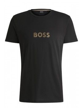 Camiseta Boss Special Algodón Manga Corta Logo Dorado (Negra)