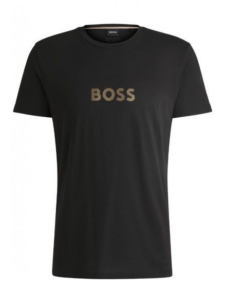 Camiseta Boss Special Algodón Manga Corta Logo Dorado (Negra)